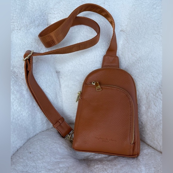 INI CAT Handbags - Small Sling Bag Fanny Packs Crossbody Bags Leather Brown